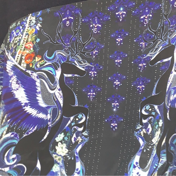 Camilla | Mare Mystique Marino Wool & Silk V Neck Jumper With Print Back | Sz OS - Picture 16 of 17